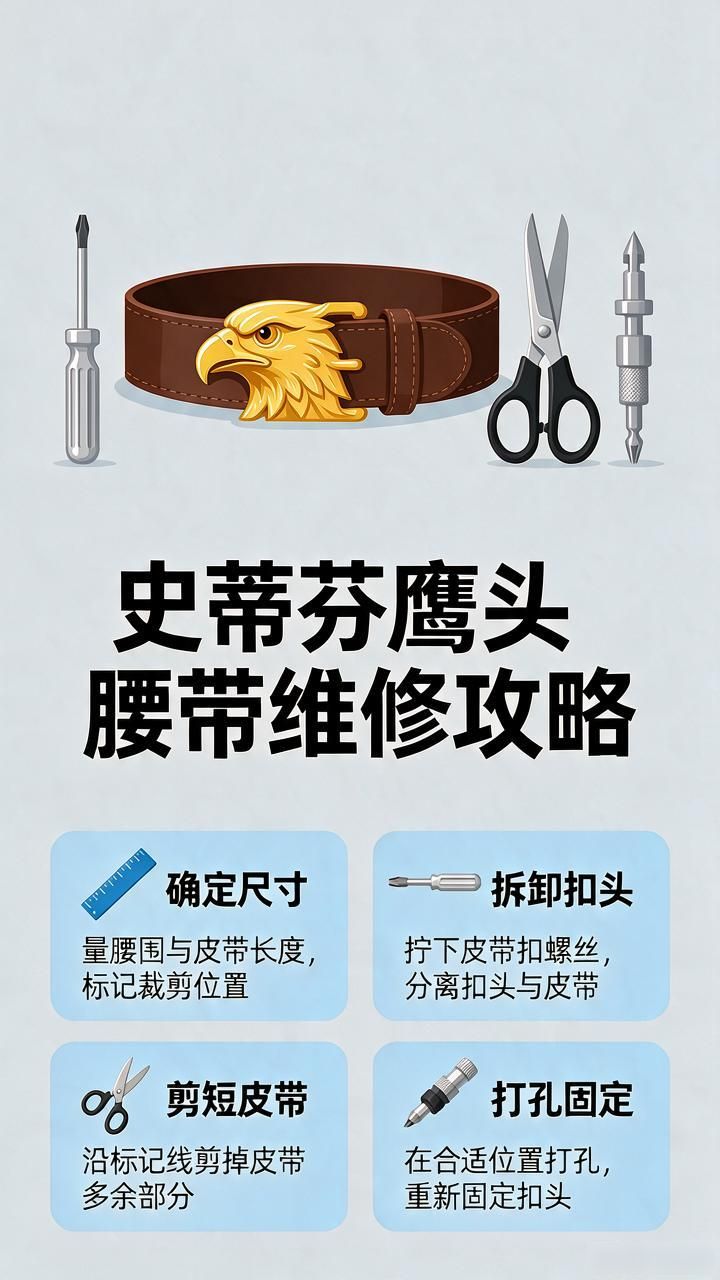 剪短皮带方法_史蒂芬鹰头腰带皮带剪短打孔维修修复翻新_史蒂芬鹰头腰带维修